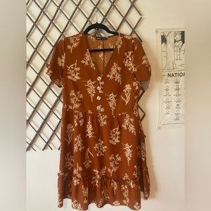 Burnt orange fall dress with buttons